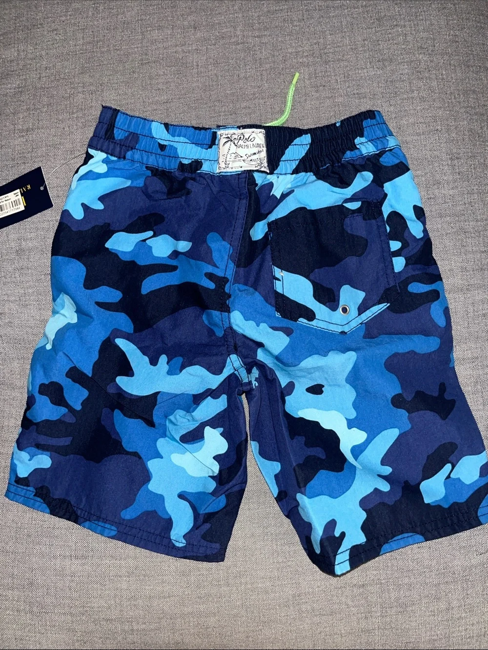 NWT Boys Polo Ralph Lauren Blue Camo Swimsuit with pockets size 6